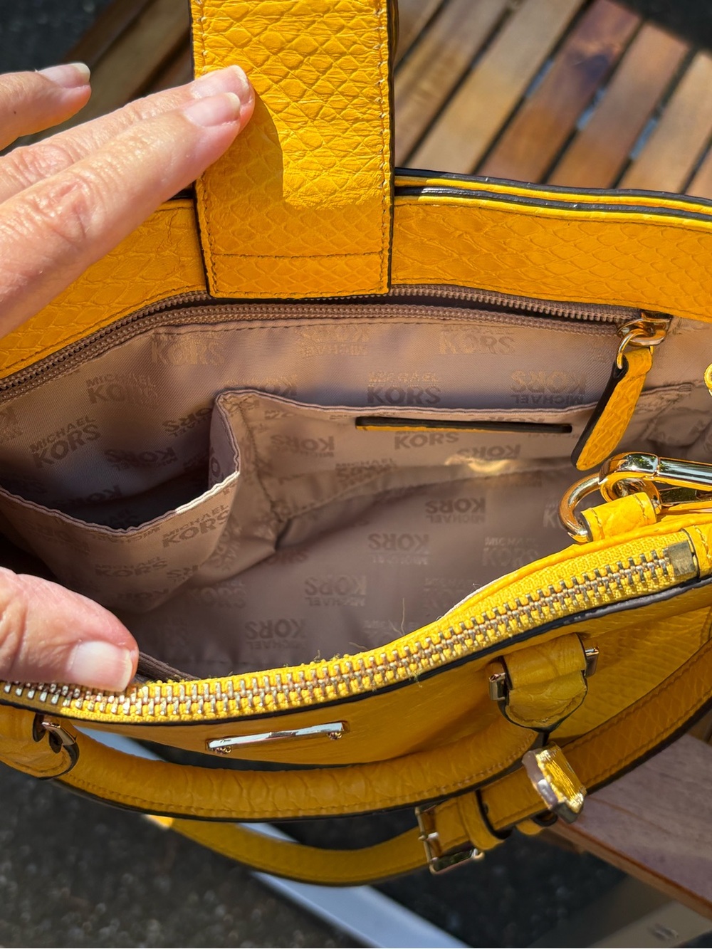 SOLD! Michael Kors Yellow Selma Satchel + a NWT Card Case to Create a Set! - Picture 8 of 11